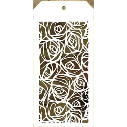 2021 New Label Tag Plastic Stencil For DIY Craft Making Rose Flower Pattern Scrapbooking Background Card No Metal Cutting Dies