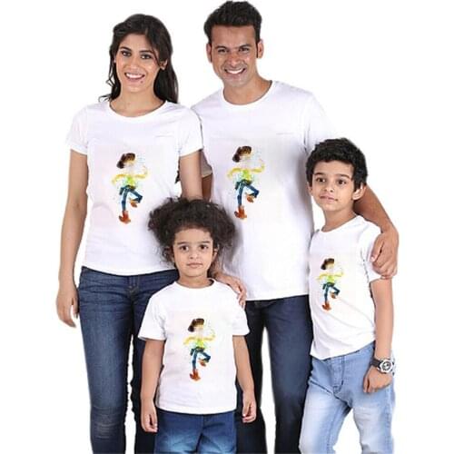 New Family Matching T Shirts Short Sleeve Toy Story Cartoon Cute Father Mother Son Daughter Tshirts Family Matching Outfits