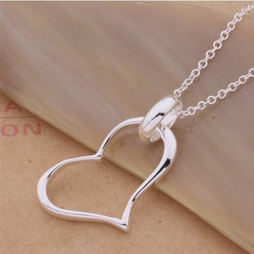 New Style Simple Hollow Out Big Love Heart Pendant 2021 Fashion Women Silver Plated OL Style Necklace for Women Wedding Jewelry