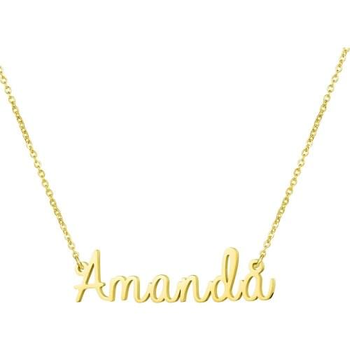 Customized Necklace Stainless Steel Necklace Nameplate Choker Pendant English Name Collar Mujer