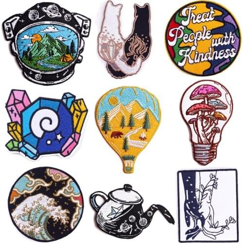 Hot Air Balloon Patch Embroidered Patches For Clothing Outdoor/Wilderness Patch Clothing Thermoadhesive Patches Applique Jeans