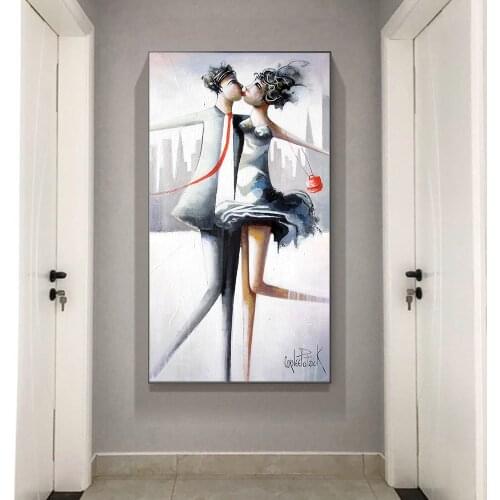 Nordic Men and Women Kissing Minimalist Poster Print Wall Art Pictures for Living Room Home Decor (No Frame)