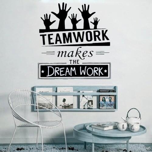Teamwork Makes The Dream Work Creative Quotes Decal Office Wall Stickers Vinyl Company Art Stickers Removable Mural DK-146