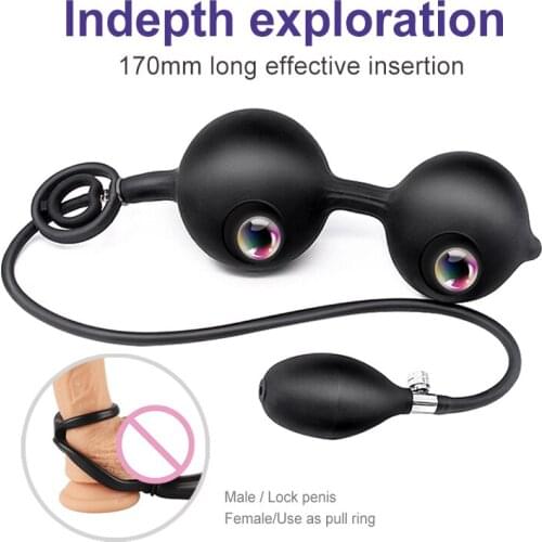 Sex Toy For Women Men Gay Built-in Steel Ball for Inflatable Masturbator Butt With Metal Beads Ball Clitoris Stimulator G-spot