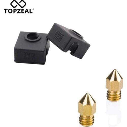 TOPZEAL 2 x Heater Block Silicone Sock Cover & 2 x 0.4mm Nozzle For Creality Ender3 CR-10S