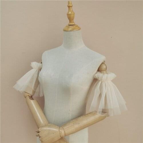Wedding Boleros Champagne Tulle Bridal Sleeves Short Puff Sleeves Detachable Bridal Bicep Handmade Elegant Wedding Accessories