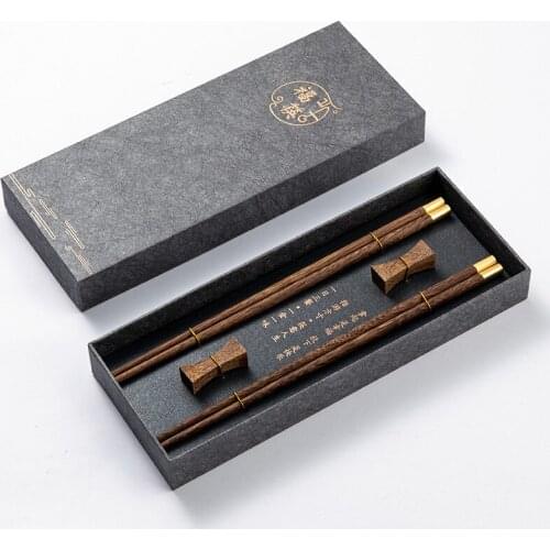 High Quality Premium Natural Red SandalWood Chopsticks Gift Box Packaging Household Cutlery Tableware Set Chinese Chopsticks