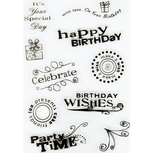 YLCS022 happy birthday Silicone clear stamps for Scrapbooking DIY decoration album cards making transparent rubber stamp 11*16cm