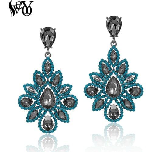 VEYO Round Rhinestone Crystal Earrings For Woman Drop Earrings Luxury Vintage brincos Pendientes High Quality