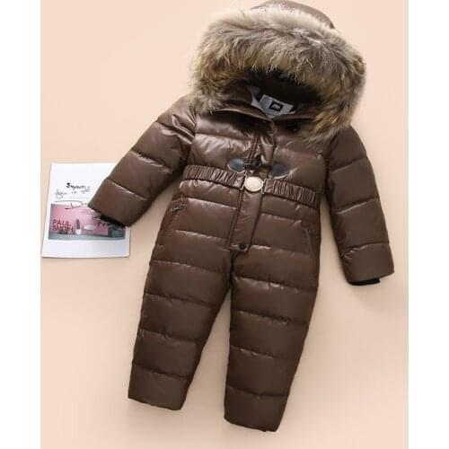 -30 Russia winter clothes baby girls jackets thicken Coats Children snowsuit for girls hooded childrens rompers boys outerwear