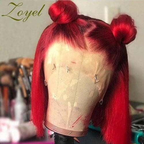 Zoyel Synthetic Blonde Wigs Red Color Short Straight Bob Wigs for Women Middle Part Nature Black Red Brown Daily Use Hairs