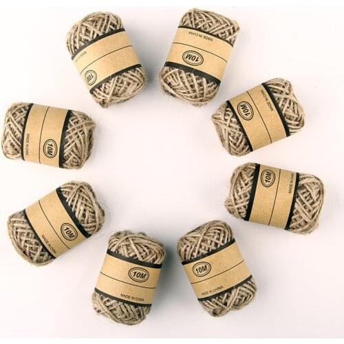 10meters/roll Natural Hemp Rope Twine 24roll/box Jute Thread Cord for Hangtag gift package Home decorate