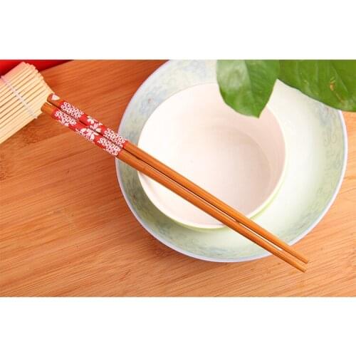 10pair/lot Natural Bamboo Paint Chopsticks Traditional Vintage Dinner Eco-friendly Hashi Individual Classic Wrapped Fork KC 1424
