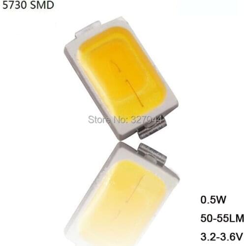 1000PCS 0.5W 50-55lm SMD 5630 5730 LED light bead chip 6500K cool white