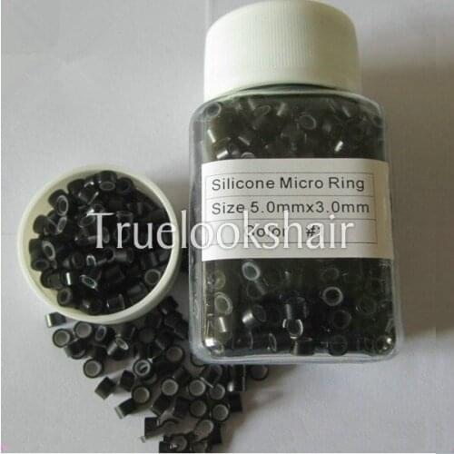 1000pcs/bottle 5.0mm color#3 hair extensions tools silicone micro rings links beads tupe for hair kits micro rings for wig tool