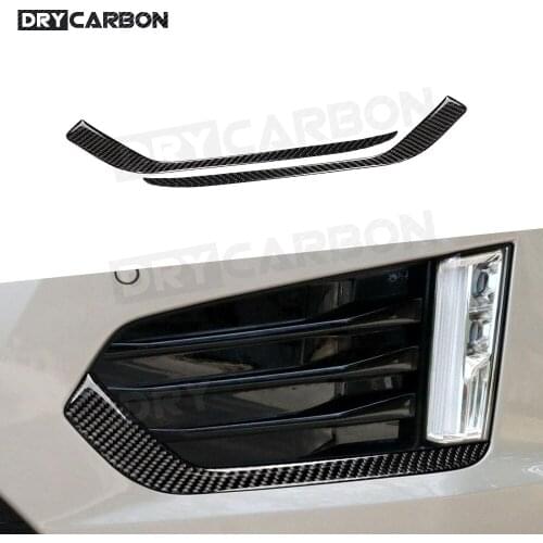 2Pcs Carbon Fiber Front Fog Light Lamp Eyelid Strip Cover Trim for Cadillac XT5 2016-2019 Interior Decoration Car Accessories