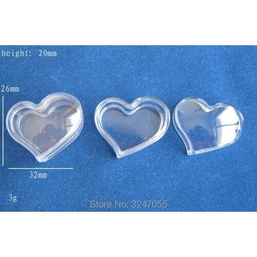 3G 100pcs/lot Empty Clear Cute Heart Shape Cosmetic Containers, Plastic Lovely Nail Art Decorations Box, Lipstick Sub Package