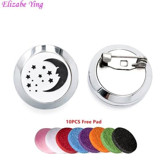 5pcs/set 20mm 316L Stainless Steel Brooch Aromatherapy Locket Essential Oil Diffuser Locket Brooches Drop shipping