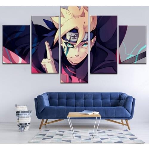 Modern Printing Wall Painting Modular Picture 5 Pieces/Pcs Anime Boruto Uzamaki Canvas Art For Living Room Home Decoration