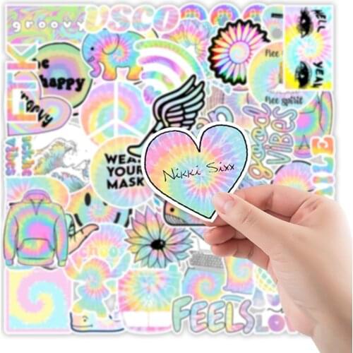 50PCS Gradual Change Colorful Stickers For Bottle Skateboard Laptop Guitar Scrapbooking PVC Toy Kids Decals Graffiti Sticker F3