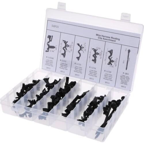 54pcs Car Assortments Retainer Mould Harness Wire Loom Routing Harness Clip