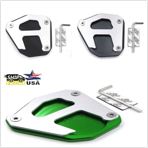 Aftermarket free shipping motorcycle parts CNC Side Stand Foot Kickstand Extend Pad for Kawasaki KLR650 2008-2019 2017 2018 gree