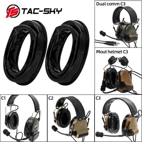 TAC-SKY peltor series COMATC I II III IV tactical headphone accessories, straight glasses arm silicone ear cushion earmuffs