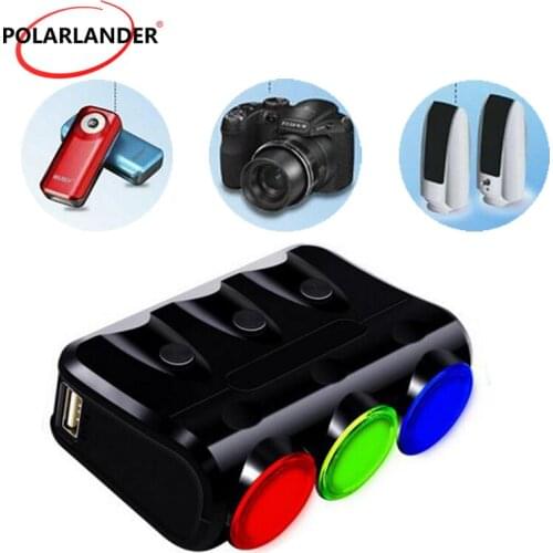 Car Cigarette Lighter 12-24V 3 Socket Charger Splitter Digital LCD Display Power Adapter Phone Charger For Iphone for Android
