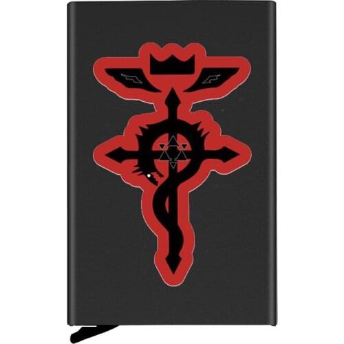 Black Metal Case Fullmetal Alchemist Printing Credit Card Holder Men Slim Anti Protect Travel ID Cardholder Women Rfid Wallet