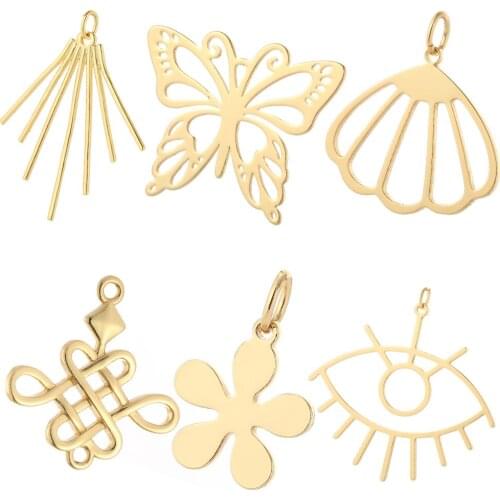 Butterfly Flowers Hollow Blank Jewelry Making Charms for Earring Necklace Bracelet Make Designer Diy Pendant Gold Accessories