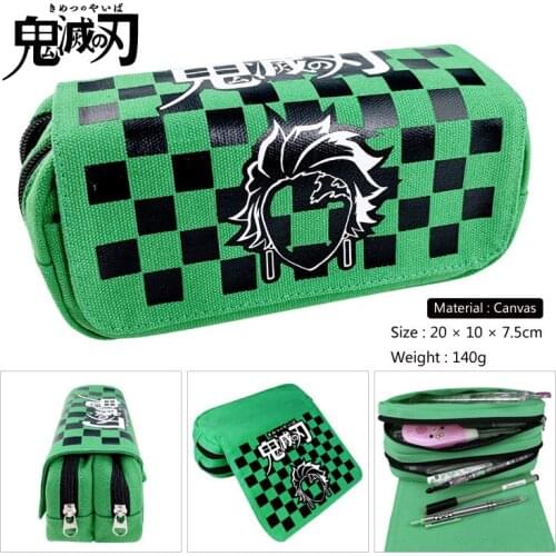 Demon Slayer: Kimetsu No Yaiba Kamado Tanjirou Cosplay Canvas Pen Pencil Case Zipper Stationery Box Gift
