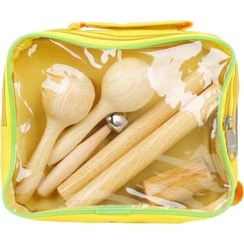Wooden Musical Instruments Set Sand Hammer Wooden Maraca Rattles Kids Musical Party Favor Child Baby Shaker Toy Gift