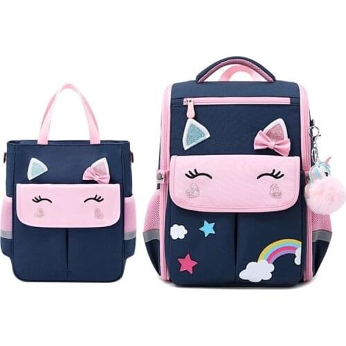 POOLOOS 3D Girl School Bags Cute Cartoon Children Backpacks Waterproof Bag For Kids Orthopedic Back Primary School