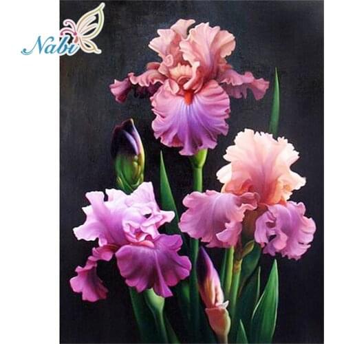 DIY 5D Diamond Mosaic Diamond Painting Cross Stitch Purple Flowers Kit Diamonds Embroidery Square Drill Home Decoration BJ375