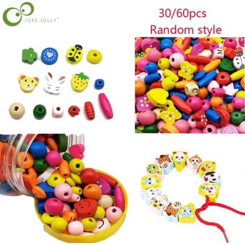 DIY Childrens Hand-Beaded Beads Childrens Amblyopia Training Color Mixed Wooden Beads Early Education Puzzle WYW