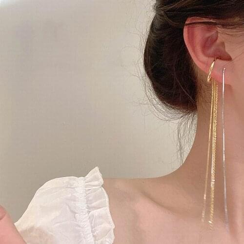 Super Tassel Long Earrings Gold/Silver Color Personality Etrendy New Fashion Jewelry Wholesale Simple All Match