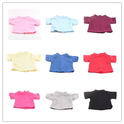 14 Colors Doll T-shirt Solid Color Clothes Wear Fit 18 Inch American Doll & 43 Cm Baby Born Doll For Our Generation Girls Toy