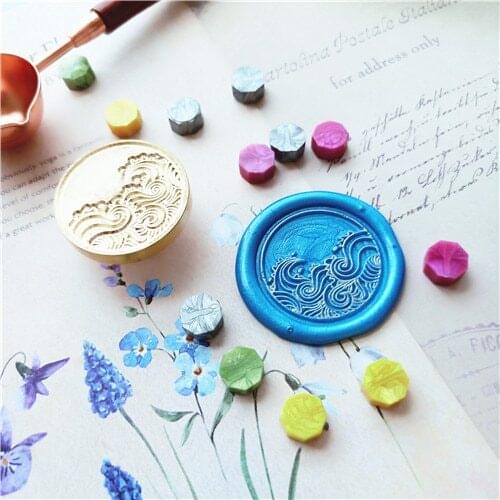 Stamp head of Sea Wave Sealing stamps Retro Wood Stamp Wax Seal Stamp Wedding Decorative sealing Stamp wax seals