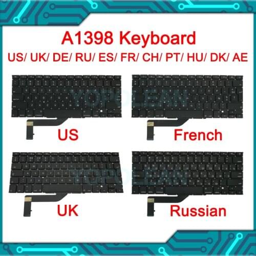 New A1398 Keyboard UK US Spain French German Sweden Portuguese layout For Macbook Pro Retina 15.4" a1398 2012-2015 years