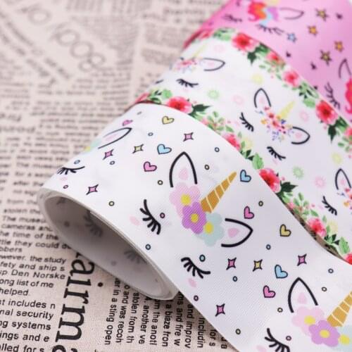 1Yard Unicorn Grosgrain Ribbon Wedding Birthday Party Christmas Gift Wrapping Gift Box Ribbon Handmade DIY accessories Supplies