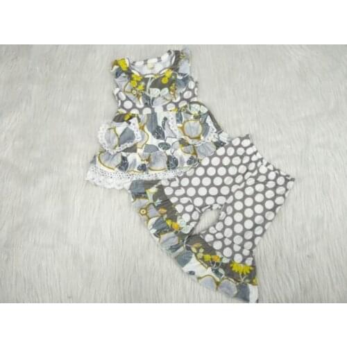 Hot sale dotted baby girls outfits elegant sleeveless top+flare pants 2 pcs set kids hipster childrens clothing suit gxj