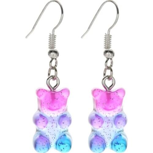 Cute And Golden Powder Cartoon Animal Bear Earrings Resin Colorful Candy Color For And Women Cute Bear Earrings Party Jewelry