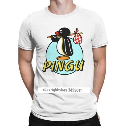 Men Penguin NUT Pingu T Shirts Series Cartoon Meme 90s Retro Premium Cotton Funny Fitness Fashion Tees T-Shirt