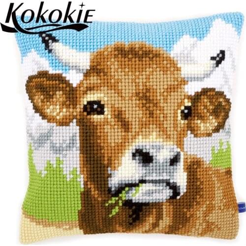 Embroider needlework kits cushion cover kits cross stitch pillowcase diy knitting needles kit for embroidery yarn pillowcase