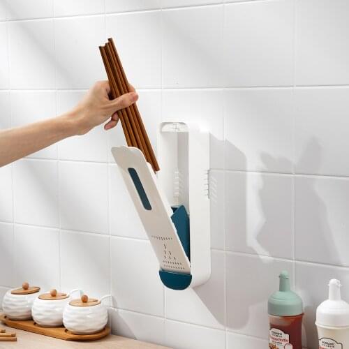 Wall-Mounted Chopstick Holder Household Kitchen Punch-Free Tableware Racks Chopsticks Spoon Drain Storage Box