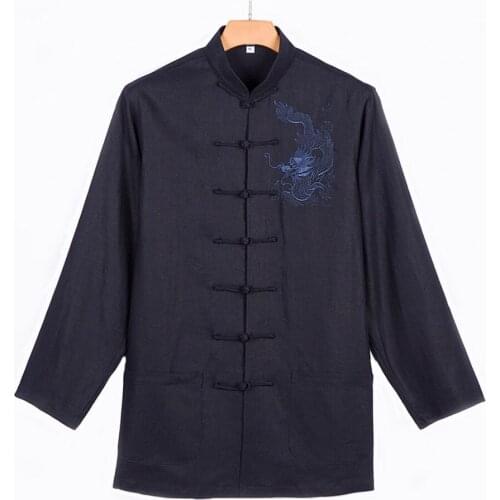 2016 New Man Traditional Chinese Jacket Men Coat Chinese Dragon Embroidery Clothes and Tai Chi Clothes