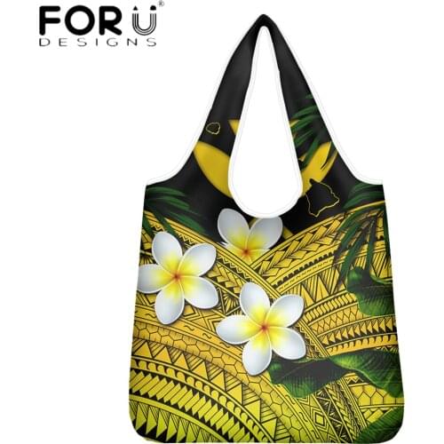 FORUDESIGNS New Arrival Women Shopping Bags Hawaiian Flower With Polynesian Pattern Printing Reusable Shopper Totes Bag Sac