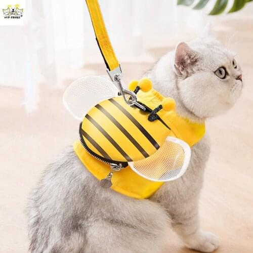 New Fashion And Cute Pet Cat Leash Vest-Style Bee Dog Leash Anti-Stroke Resistance Adjustable Outing Pet Tractor