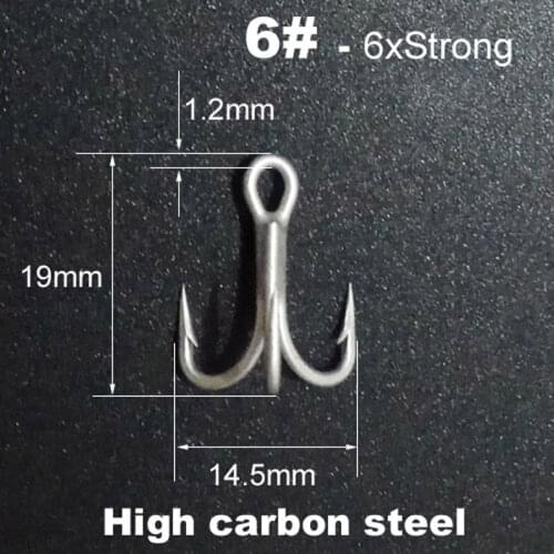 Wholesale 6# Fishing Treble Hooks Hooks High Quality fishing lure hook 6XStrong