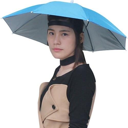 Portable Rain Umbrella Hat Camouflage Foldable Outdoor Pesca Sun Shade Waterproof Camping Fishing Headwear Cap Beach Head Hats